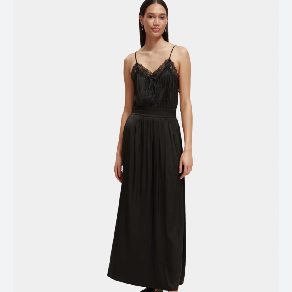 NWOT maxi black slip dress size M